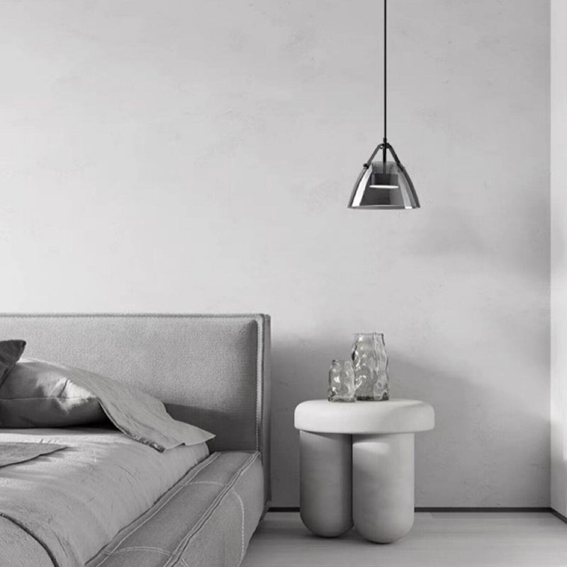 Contemporary Scandinavian Glass Conical Shade LED Island Light Chandelier For Dining Room