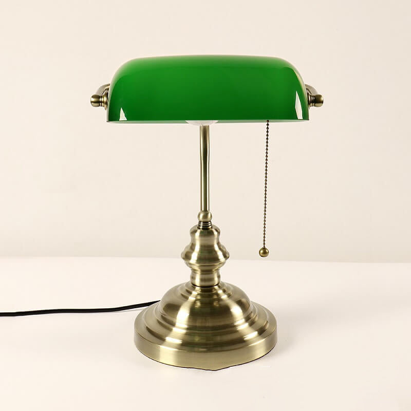 Retro-Tischlampe mit 1-Licht-Reißverschluss aus farbigem Glas mit Metallsockel 