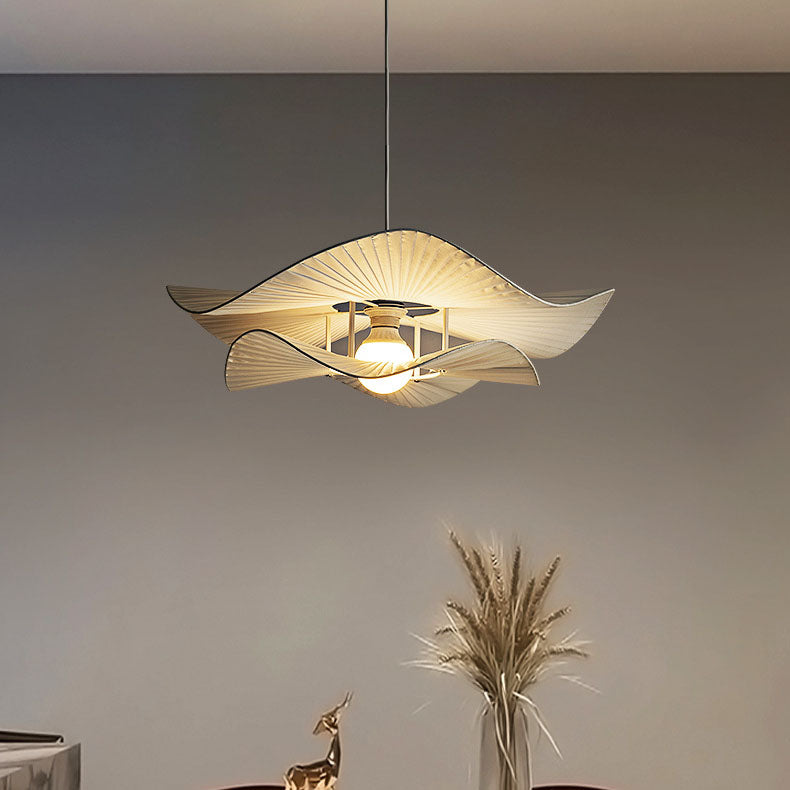 Moderne minimalistische unregelmäßige Welle Runde Eisen Stoff 1-Licht Pendelleuchte für Wohnzimmer 