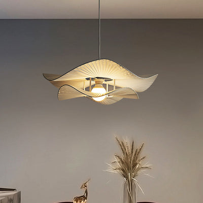 Modern Minimalist Irregular Wave Round Iron Fabric 1-Light Pendant Light For Living Room