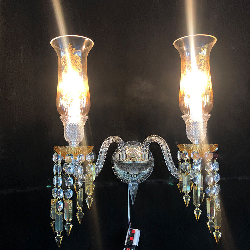Vintage Tiffany gefärbte florale Glaskuppel 1-Licht Wandleuchte Lampe 