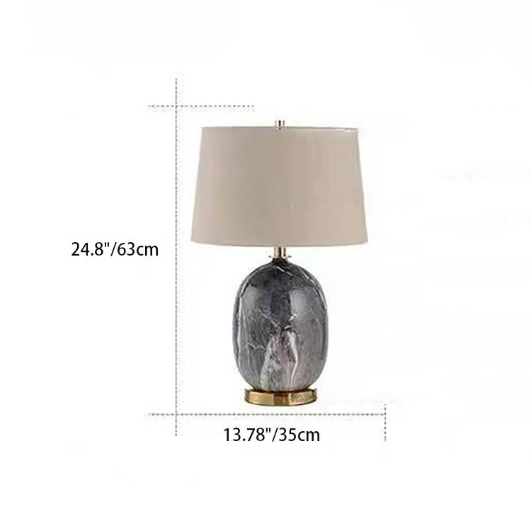 Moderne minimalistische runde Vase Basis Keramik Stoff 1-Licht Tischlampe für Schlafzimmer 
