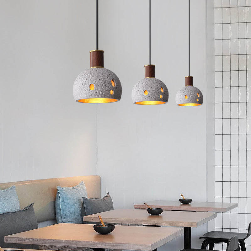 Moderne nordische Pendelleuchte mit Wabenstein-, Kupfer- und Kuppeldesign, rund, 1-flammig, für das Wohnzimmer 