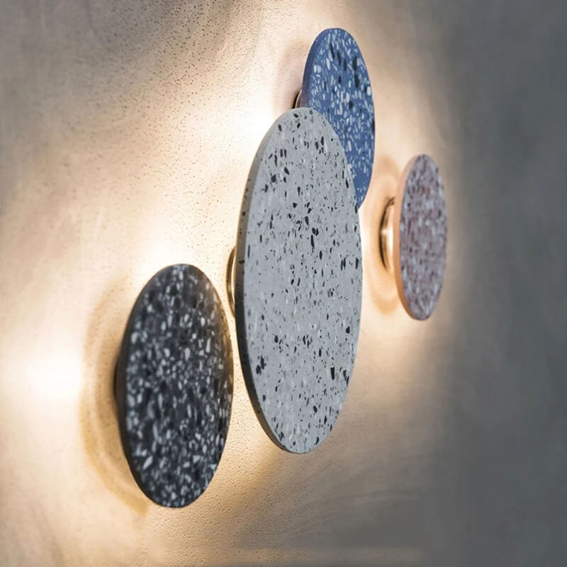 European Modern Round Textured Marble LED Wall Sconce Lamp