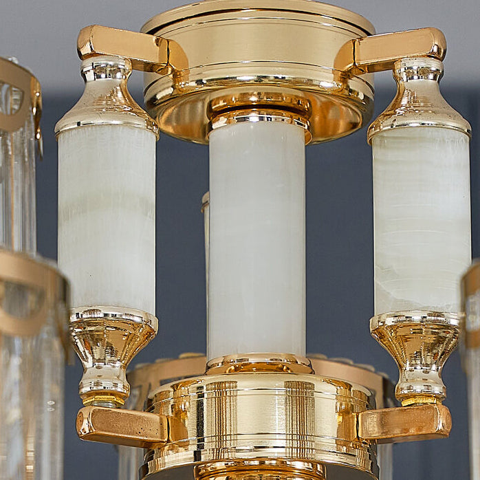 Modern Luxury Cylindrical Zinc Alloy Crystal Jade 6/8/10 Light Chandelier