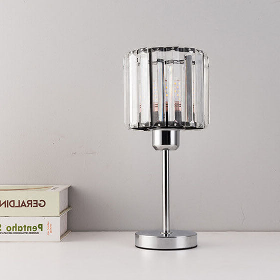 Moderner minimalistischer Glassäulen-Schirm 1-Licht Tischlampe 