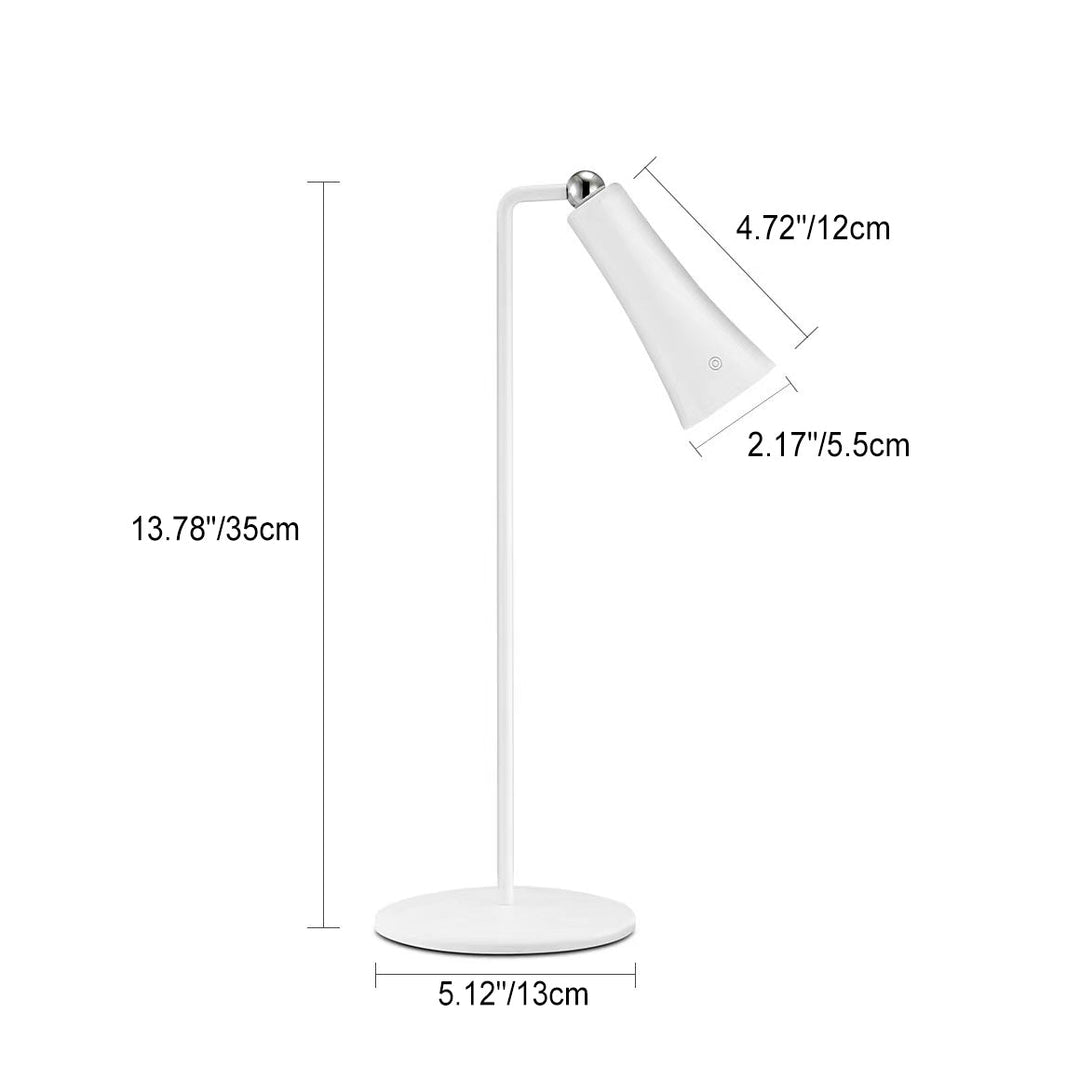 Modern Minimalist ABS Iron Cone White USB Charging Eye Protection LED Desk Lamp For Bedroom