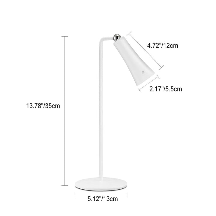 Modern Minimalist ABS Iron Cone White USB Charging Eye Protection LED Desk Lamp For Bedroom