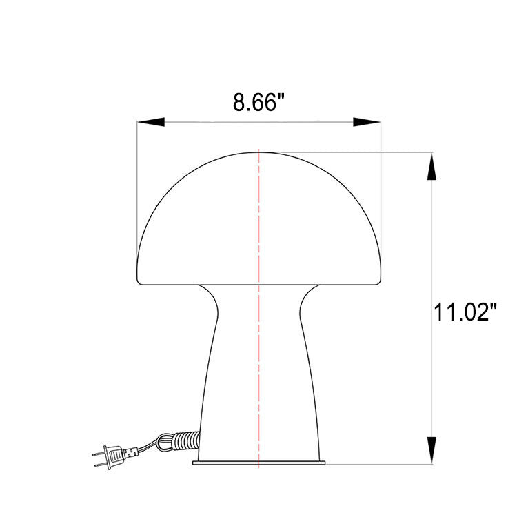 Nordic Orange White Glass Mushroom 1-Light Table Lamp