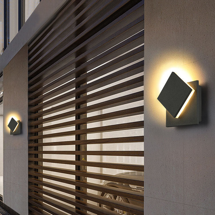 Moderne, minimalistische, wasserdichte, quadratische, flache, geometrische LED-Wandleuchte 