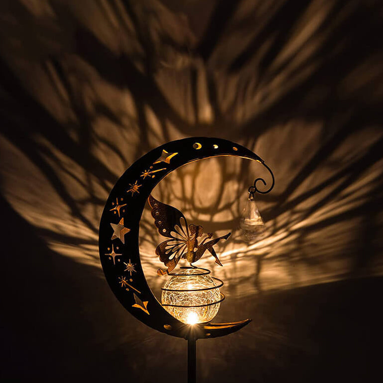 Éclairage paysager extérieur à LED en fer décoratif fée de la lune solaire moderne 