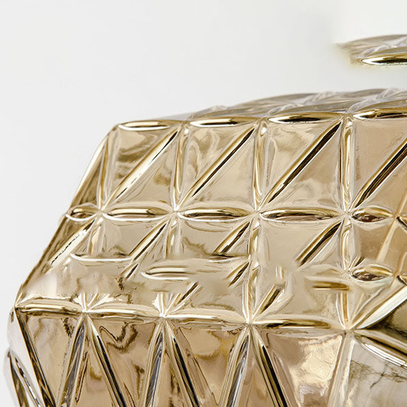 Nordic Light Luxury Textured Glass Round Metal 1-Light Pendant Light