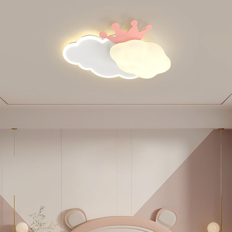 Luz de techo empotrada LED de hierro con coronas de nubes modernas en crema 