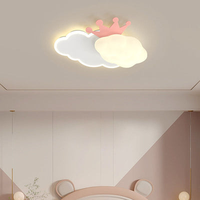 Modern Cream Clouds Crowns Iron LED Flush Mount Ceiling Light