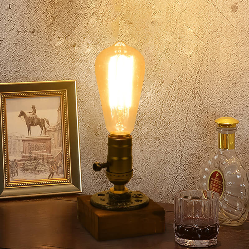 Industrielle Vintage Kandelaber Eisen Kiefer 1-Licht Tischlampe 