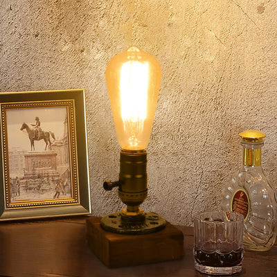 Industrial Vintage Candelabra Iron Pine 1-Light Table Lamp