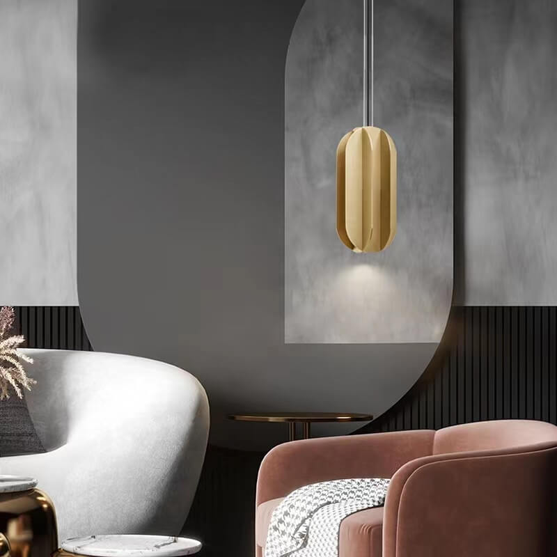 Modern Light Luxury Wrought Iron Copper Lantern 1-Light Pendant Light