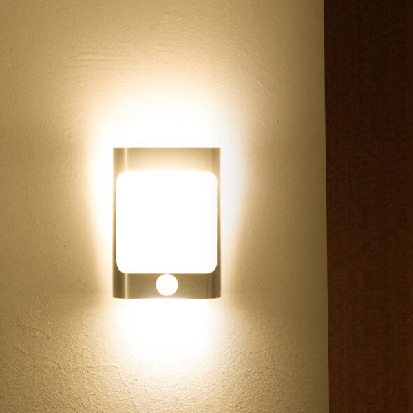 Lampe murale LED rechargeable USB en aluminium avec capteur corporel rectangulaire moderne 