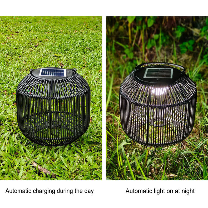 Modernes Rattan-Webeisen-tragbares im Freien wasserdichtes Solar-LED-Rasen-Landschaftslicht 