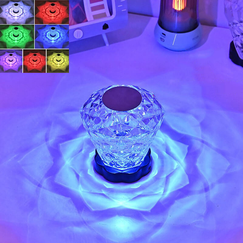 Lampe de Table décorative créative en forme de pétale de Rose en diamant, veilleuse LED en acrylique 
