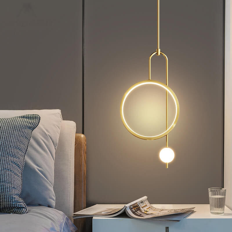 European Minimalist Light Luxury Circular Hardware Acrylic LED Chandelier
