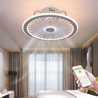 Simple Round Slim ABS LED Flush Mount Ceiling Fan Light