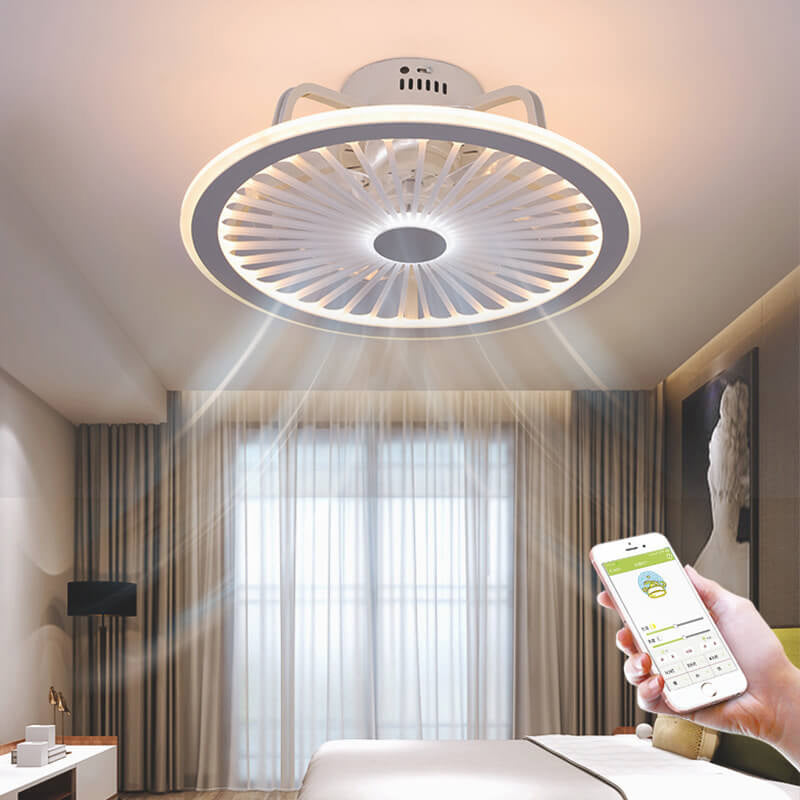 Simple Round Slim ABS LED Flush Mount Ceiling Fan Light