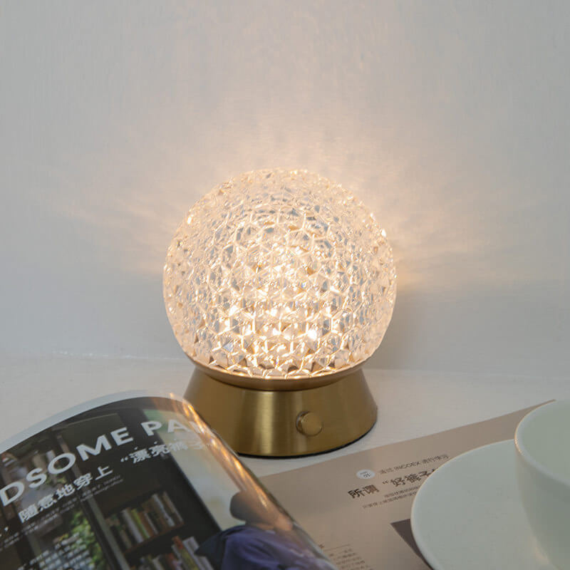 Modern Light Luxury Round Ball Iron Acrylic USB LED Ambient Table Lamp