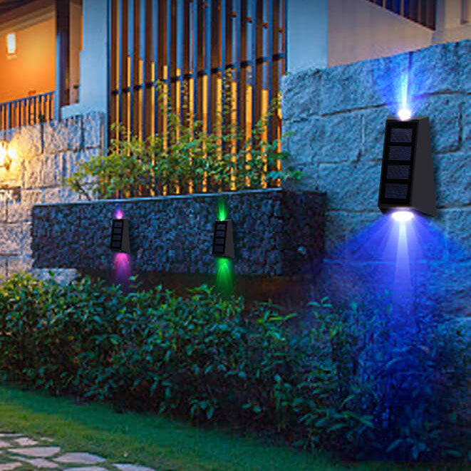 Solar Simple Trapezoid Outdoor RGB Patio LED Wall Sconce Lamp