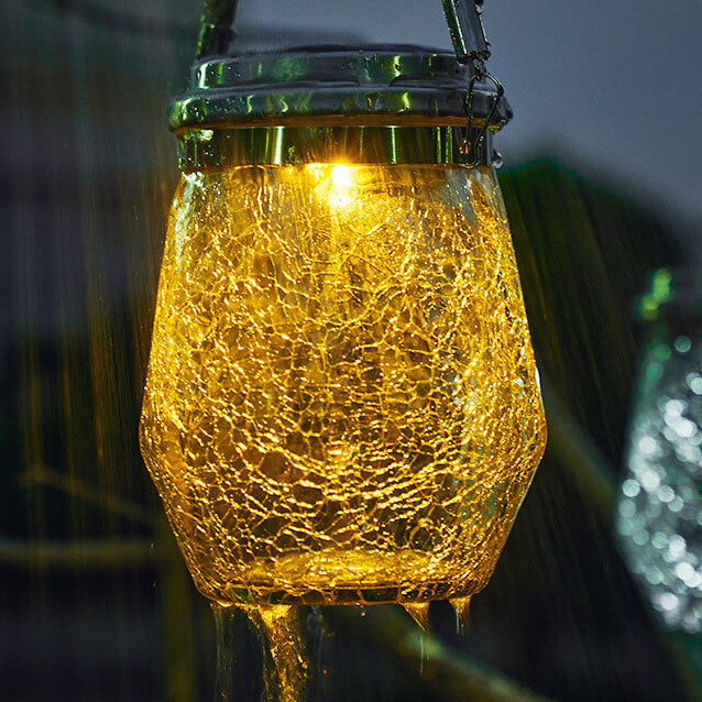 Contemporary Creative Crackle Glass Bottle Star Decor LED Solar String Light For Outdoor Patio