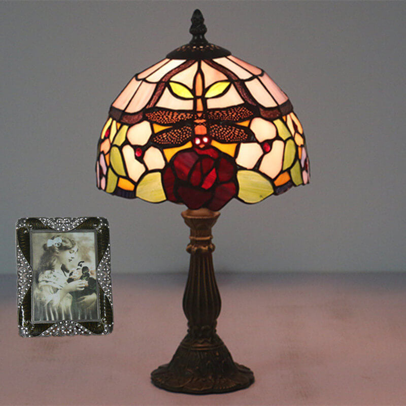 European Vintage Tiffany Glass 1-Light Table Lamp