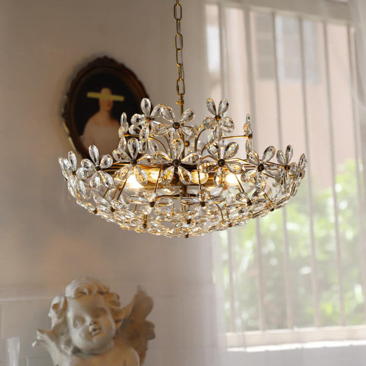 Lustre Fleur en Cristal de Luxe Français 6/8 Lumières 