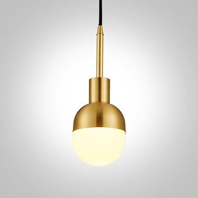Nordic Vintage Brass Glass Oval 1-Light Pendant Light