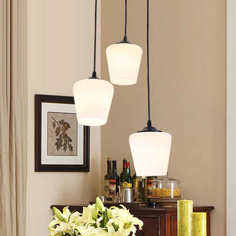 Nordic Simple Cone Shade Island Light 3-Light Chandelier