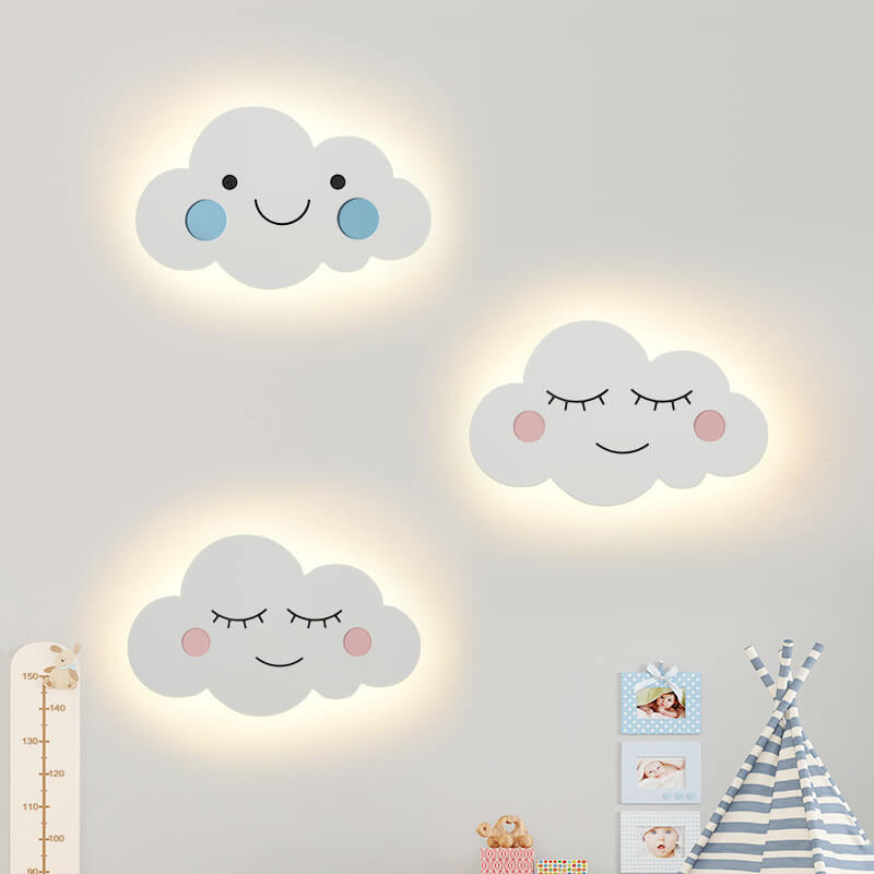 Nordic Creative Clouds Iron Emoji LED Kids Wall Sconce Lamp