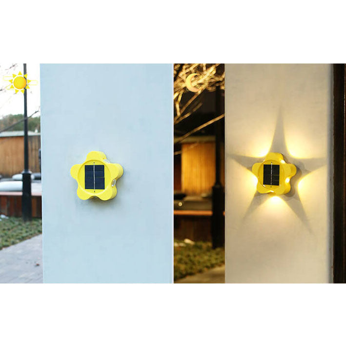 Lámpara de Aplique de Pared para Exterior LED Impermeable de Jardín Pentagrama Solar 