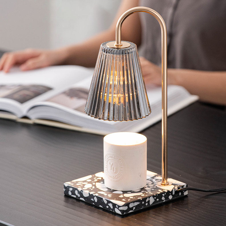Contemporary Nordic Terrazzo Glass Shade 1-Light Melting Wax Table Lamp