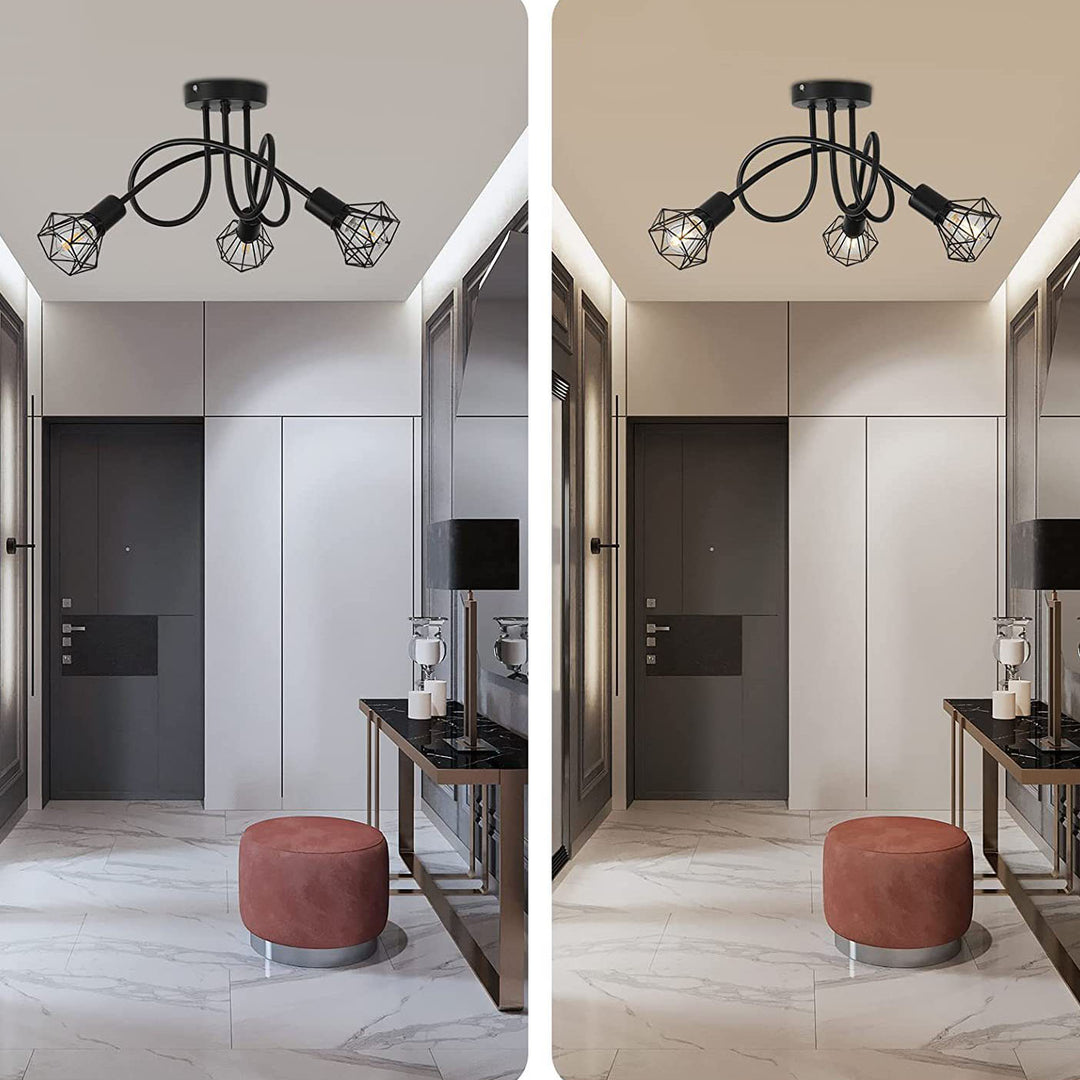 Plafonnier semi-encastré à 3 lumières en aluminium avec molécule de diamant de luxe nordique 