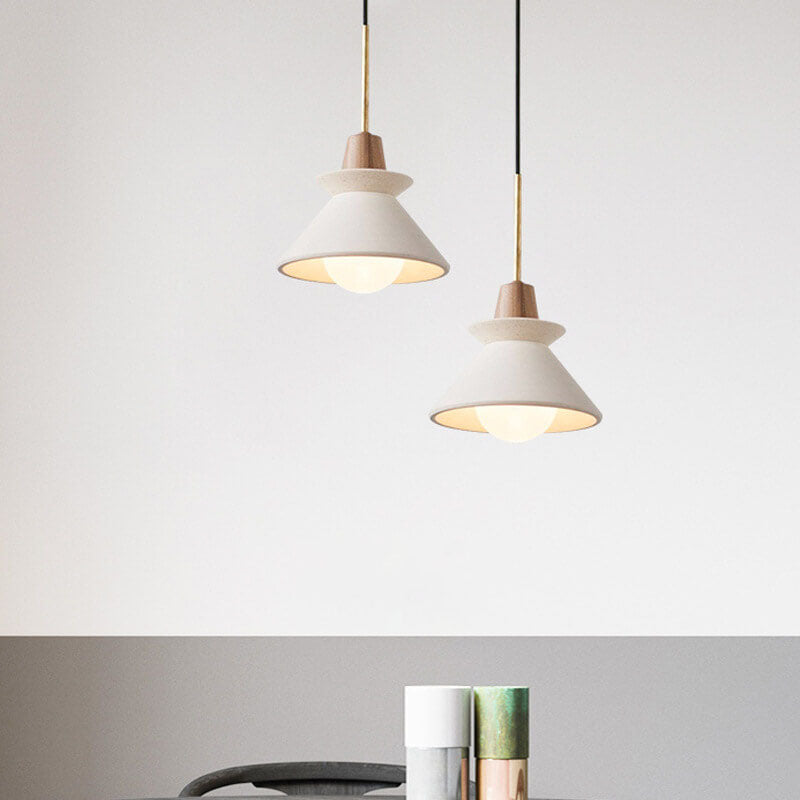 Nordischer minimalistischer weißer Zement 1-Licht konischer Pendelleuchte 