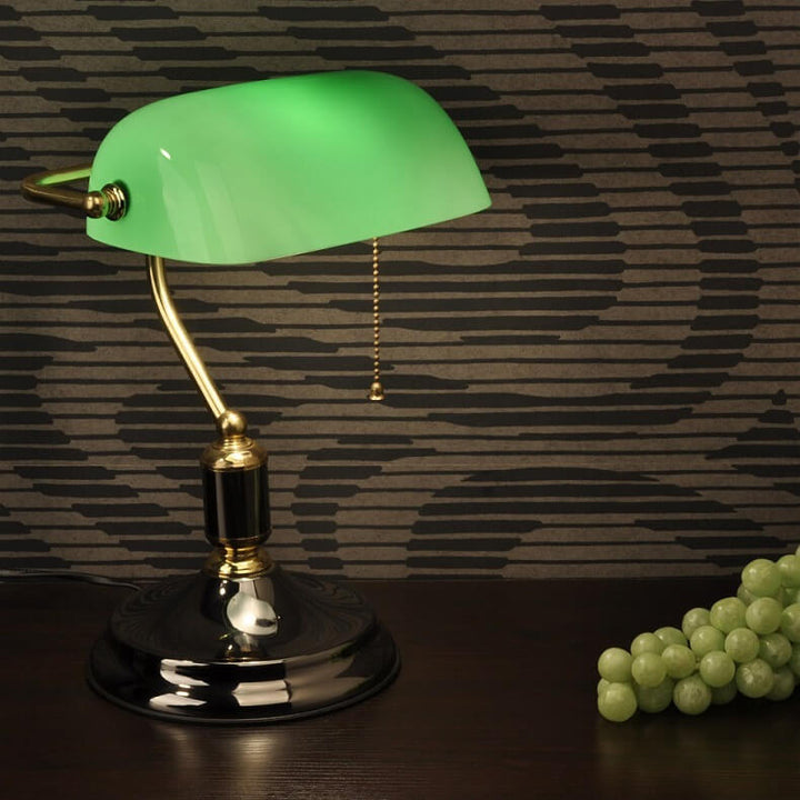Lámpara de mesa de 1 luz con protección ocular de vidrio metálico retro moderno 