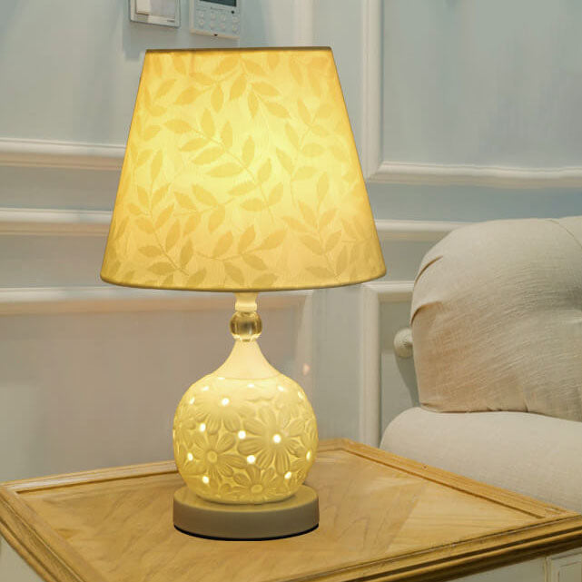 Lampe de Table en Céramique Minimaliste Européenne avec Télécommande et Variation de Lumière 1 Lumière 