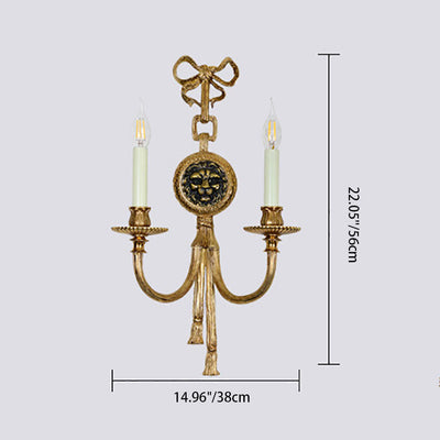 Traditional French Cylinder Sconce Full Brass 2-Light Wall Sconce Lamp For Living Room