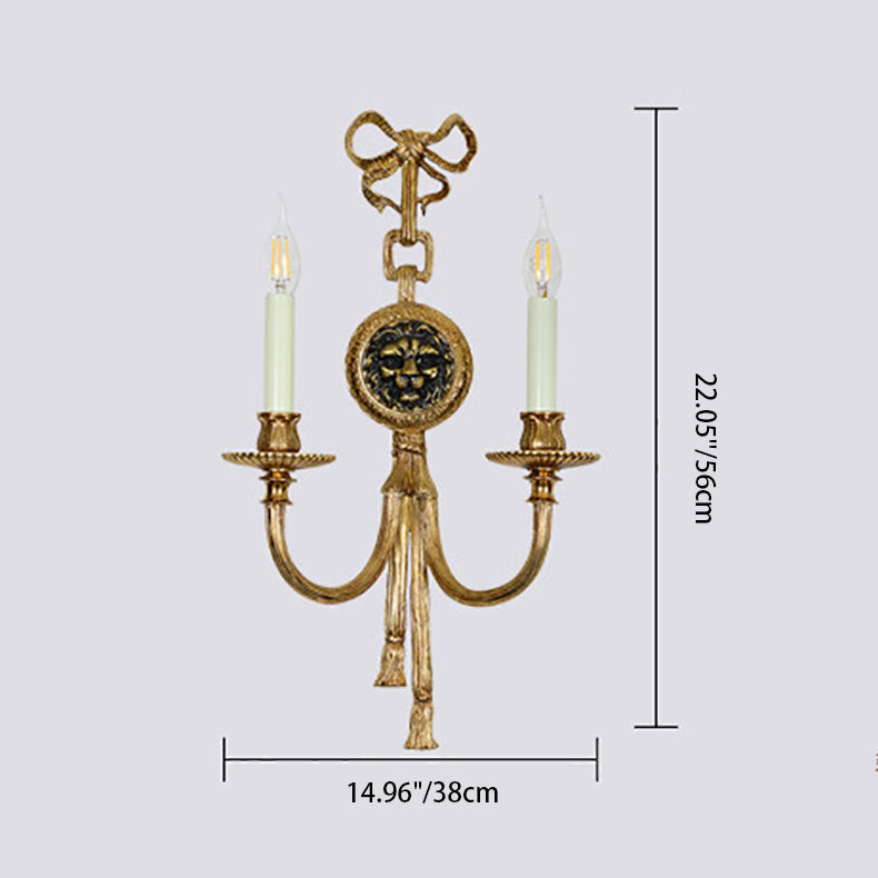 Traditional French Cylinder Sconce Full Brass 2-Light Wall Sconce Lamp For Living Room