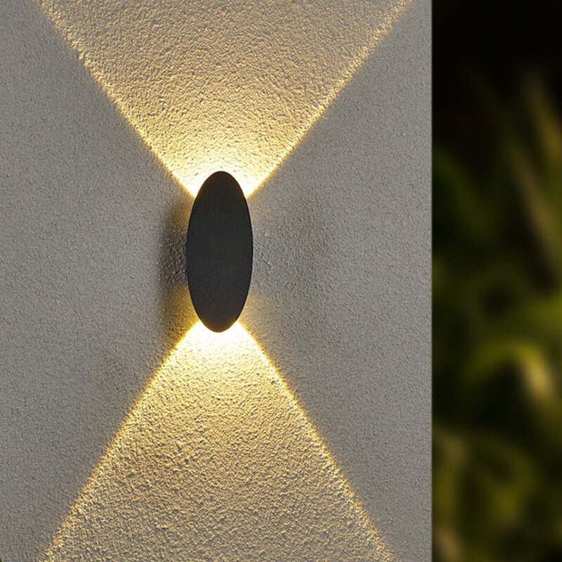 Lámpara de Aplique de Pared Impermeable LED para Exterior de Aluminio de Forma Oval Simple y Plana 