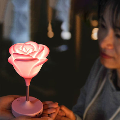 Lampe de table à lumière LED tactile rechargeable USB rose romantique et créative 