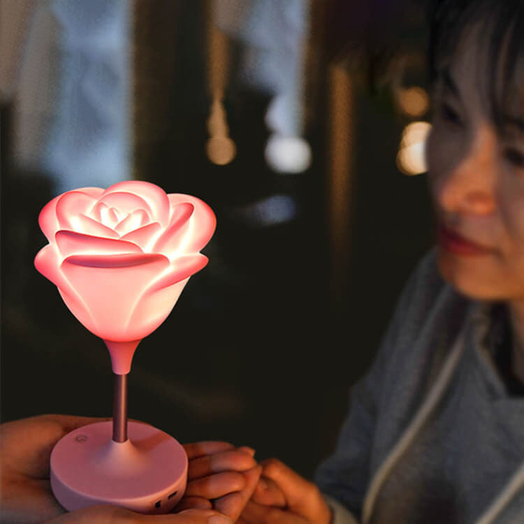 Lampe de table à lumière LED tactile rechargeable USB rose romantique et créative 