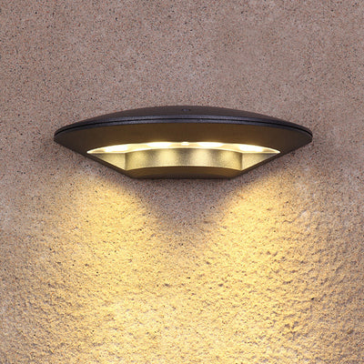 مصباح حائط مقاوم للماء بتصميم عصري ومبدع على شكل صحن طائر مستدير LED للاستخدام الخارجي 