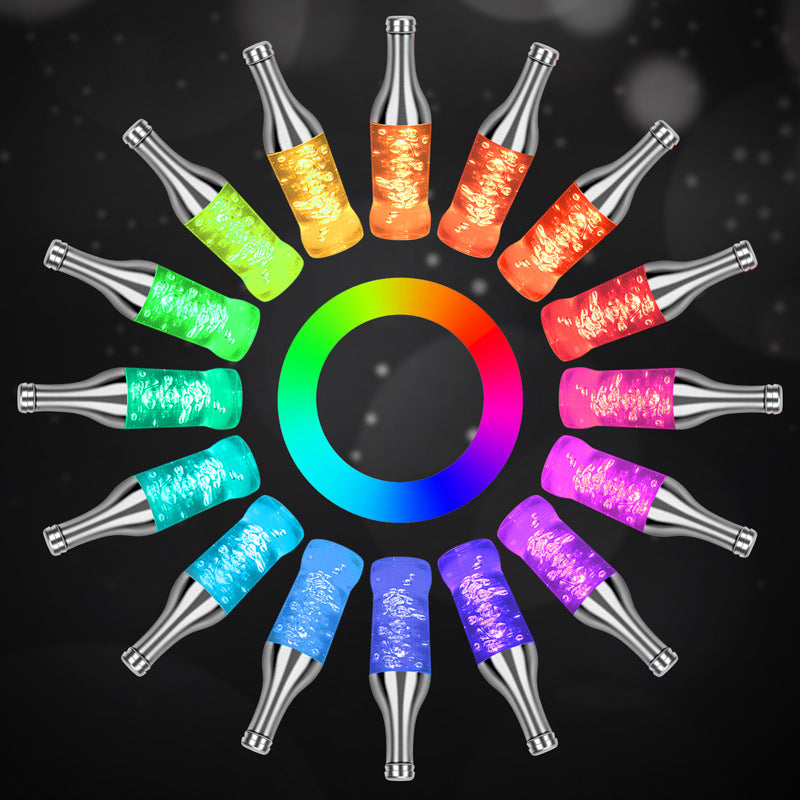 Lampe de table moderne créative à LED RGB colorée en forme de bouteille de vin 