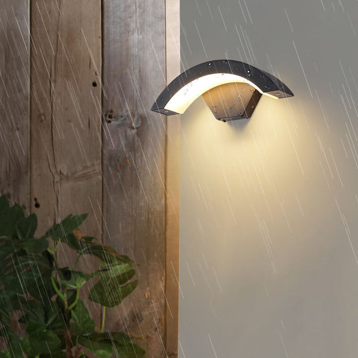 Lámpara de Aplique de Pared LED Curva de Aluminio Acrílico Impermeable para Exteriores Moderna 