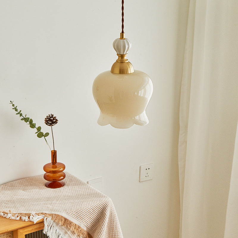 Traditional French Suzuki Copper Ceramic 1-Light Pendant Light For Bedroom